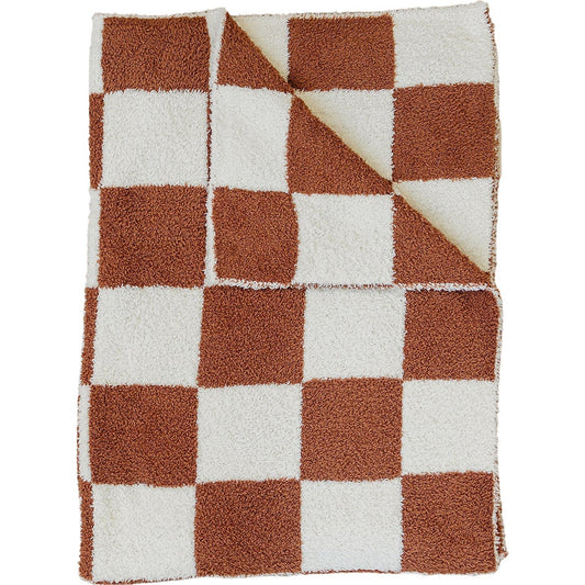 Rust Checkered Plush Blanket - Mack & Harvie