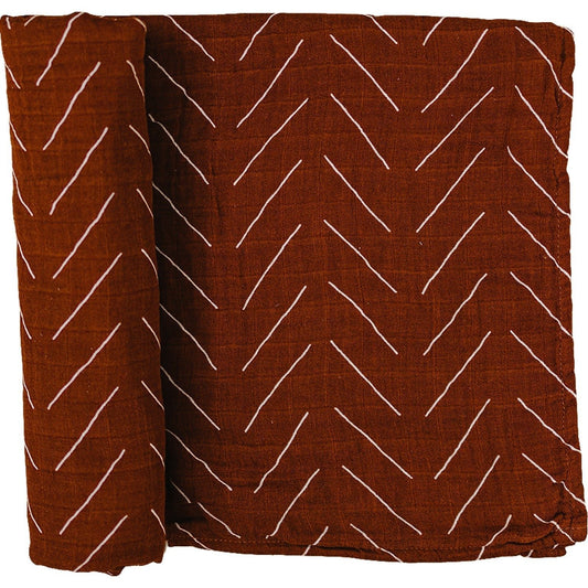 Rust Mudcloth Muslin Swaddle Blanket - Mack & Harvie