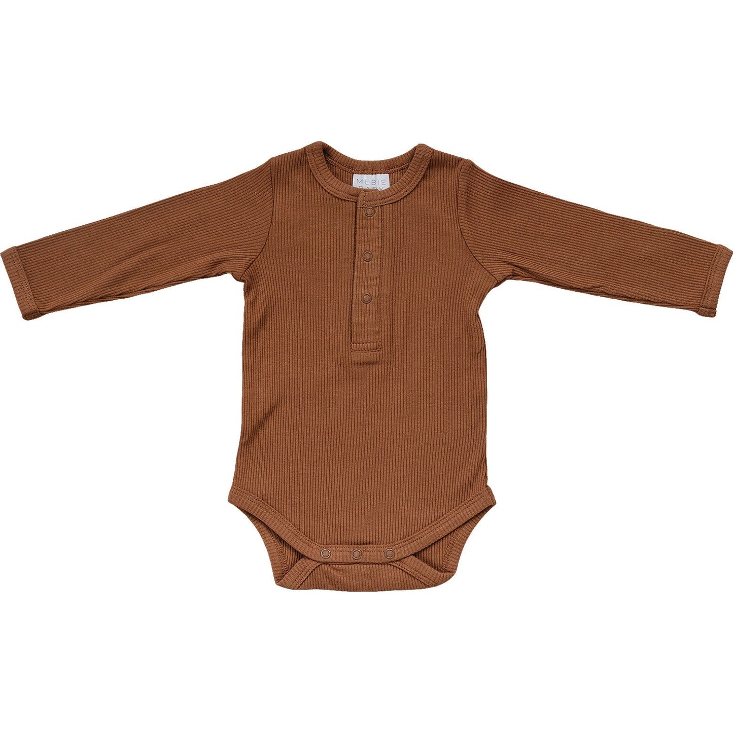 Rust Organic Snap Long Sleeve Ribbed Bodysuit - Mack & Harvie