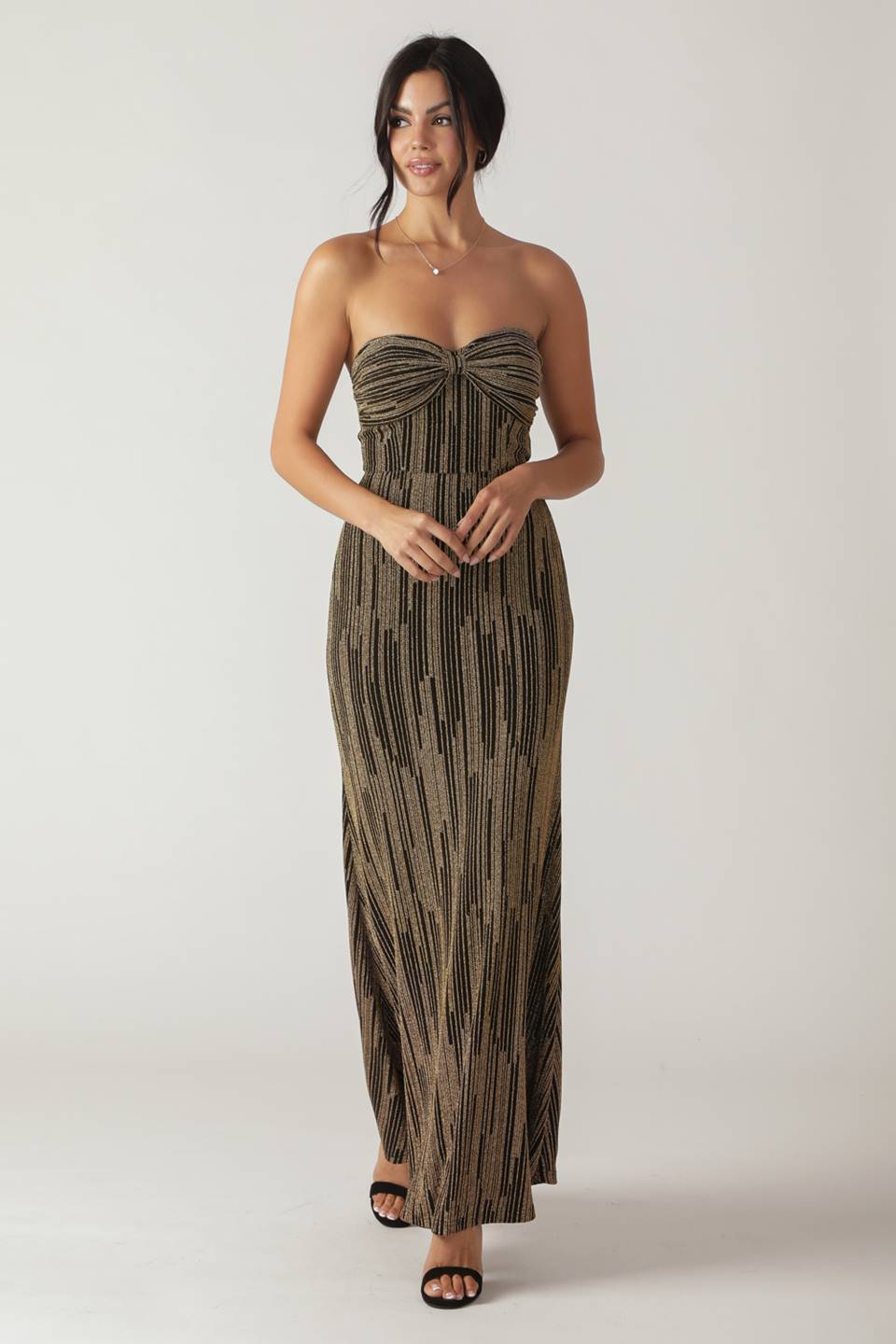 SACRED PROMISES METALLIC WOVEN MAXI DRESS - Mack & Harvie