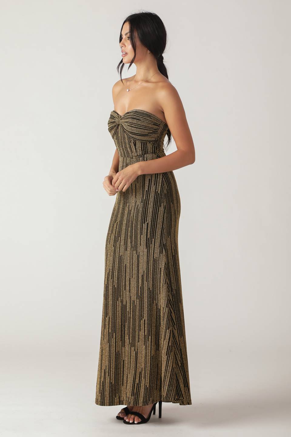 SACRED PROMISES METALLIC WOVEN MAXI DRESS - Mack & Harvie