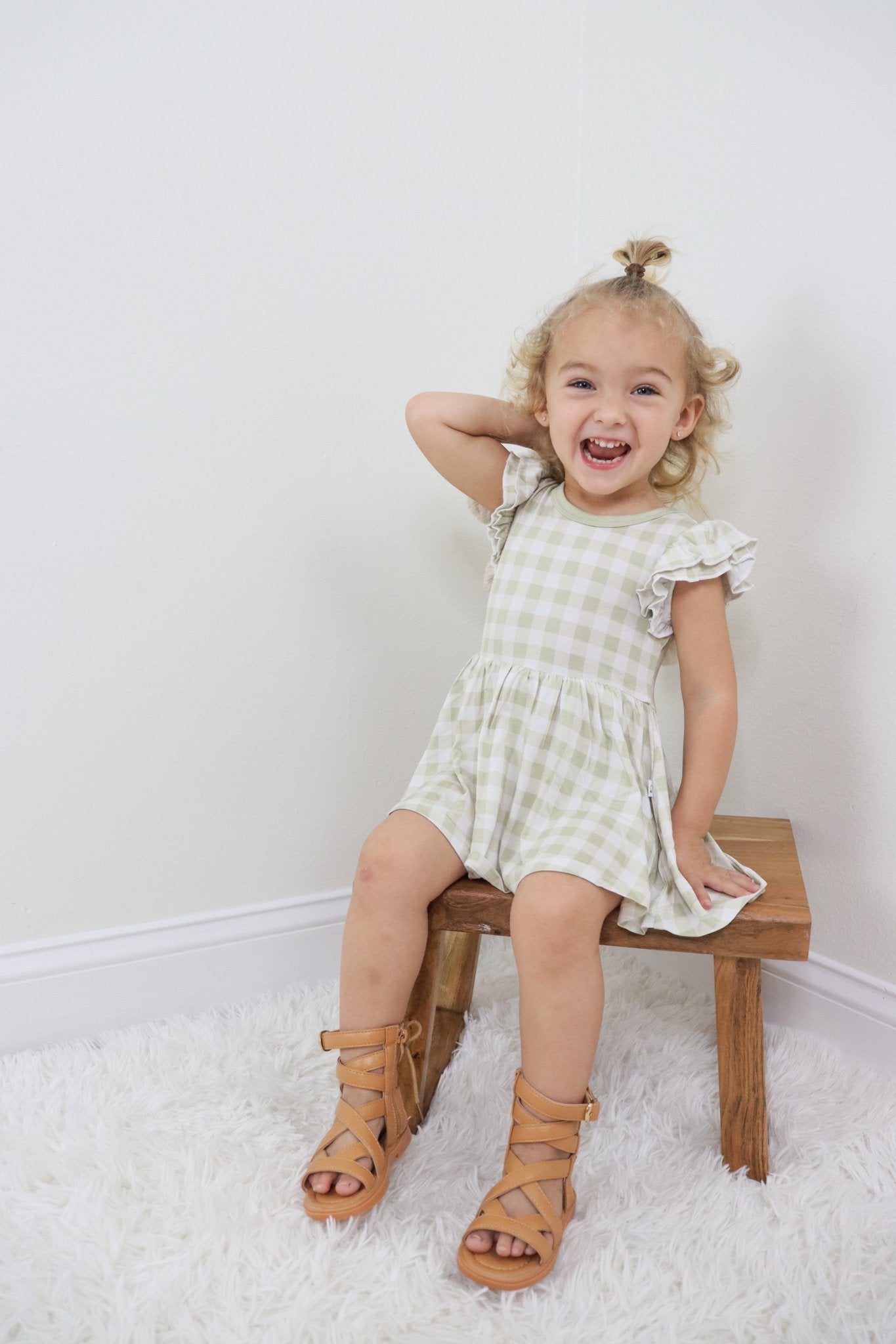 SAGE GINGHAM DREAM BODYSUIT DRESS - Mack & Harvie