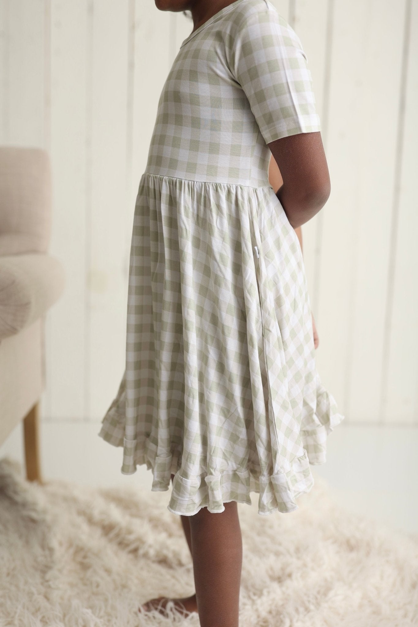 SAGE GINGHAM DREAM RUFFLE DRESS - Mack & Harvie