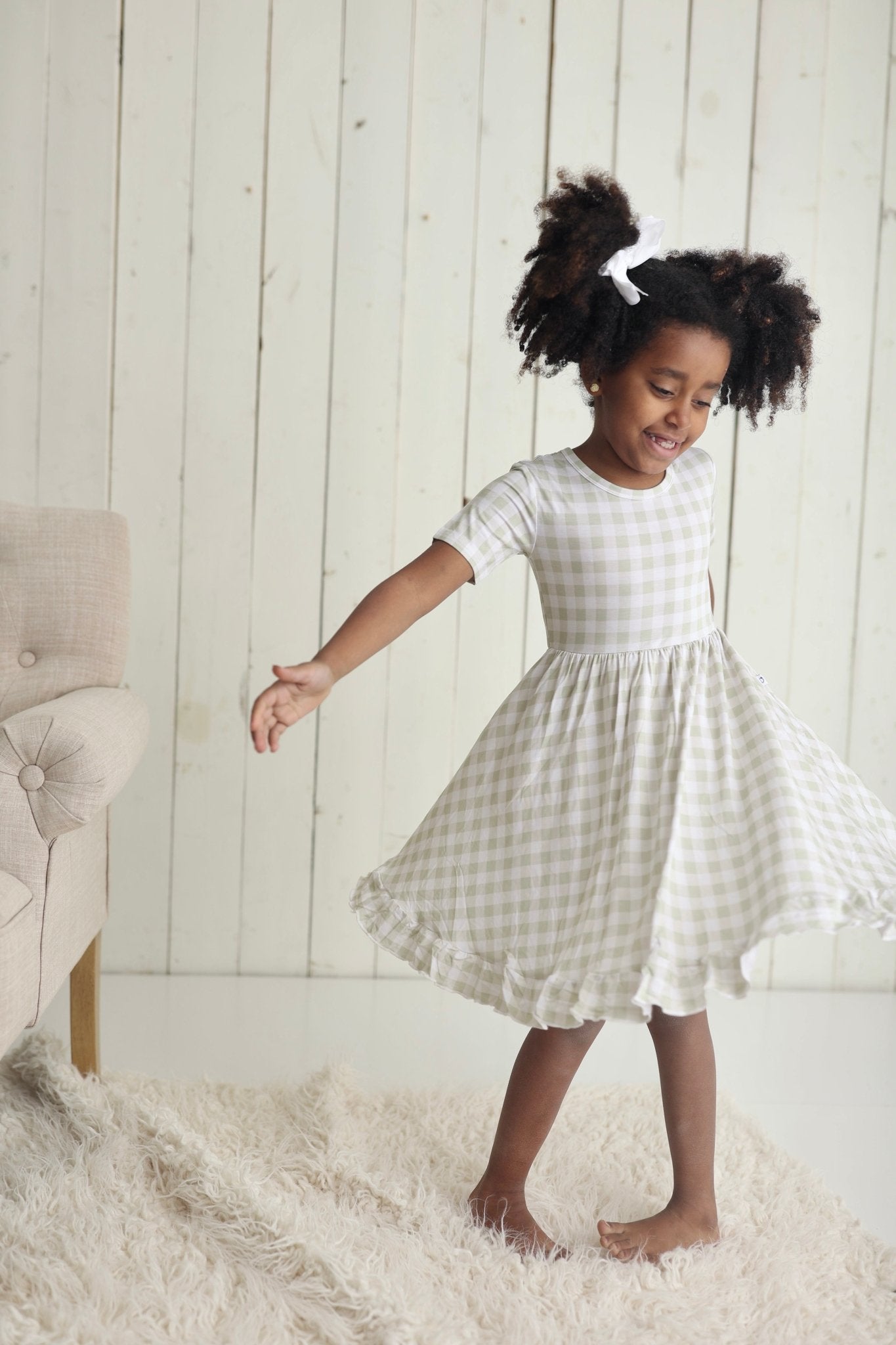 SAGE GINGHAM DREAM RUFFLE DRESS - Mack & Harvie