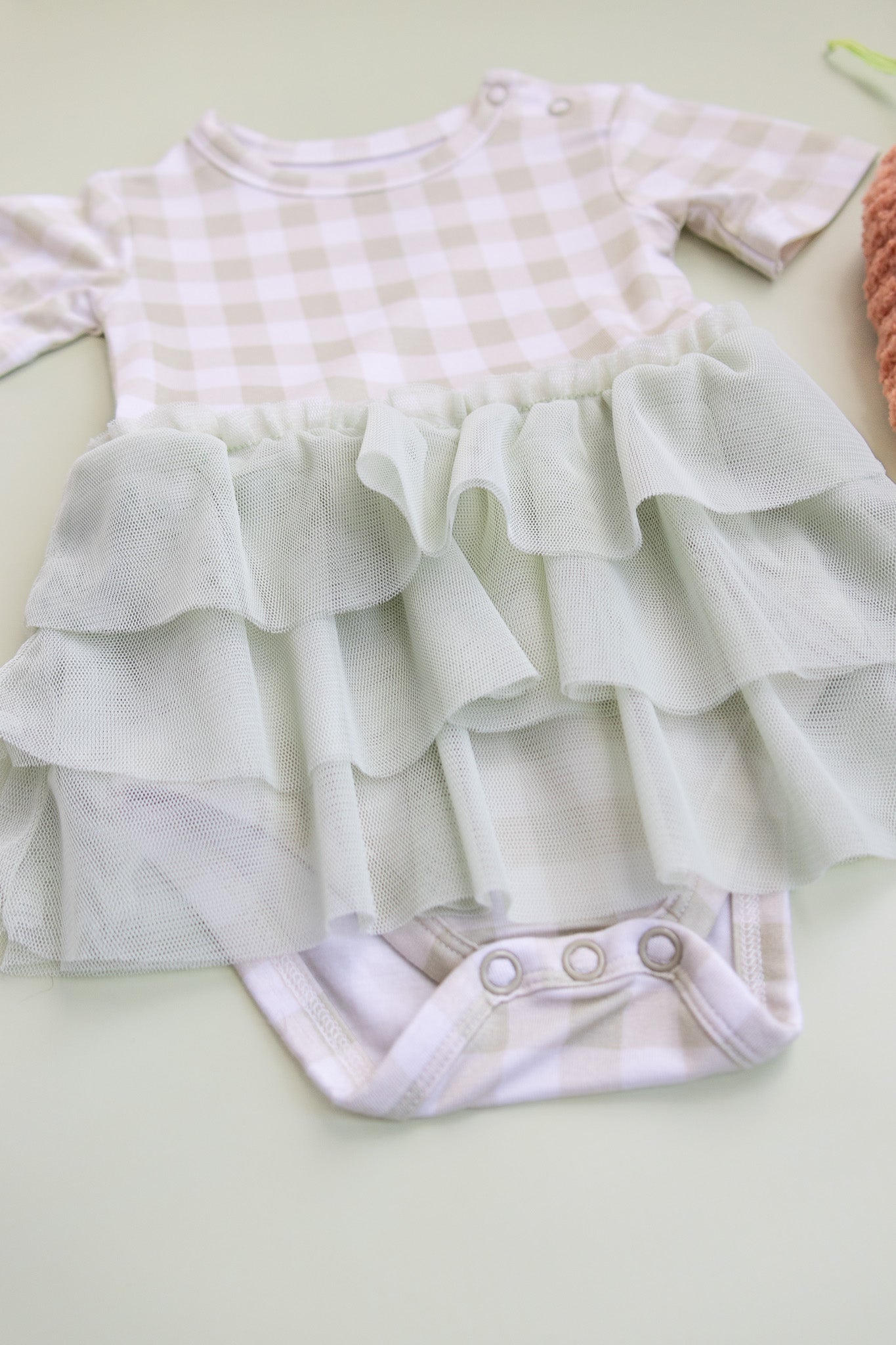 SAGE GINGHAM DREAM TUTU BODYSUIT DRESS - Mack & Harvie