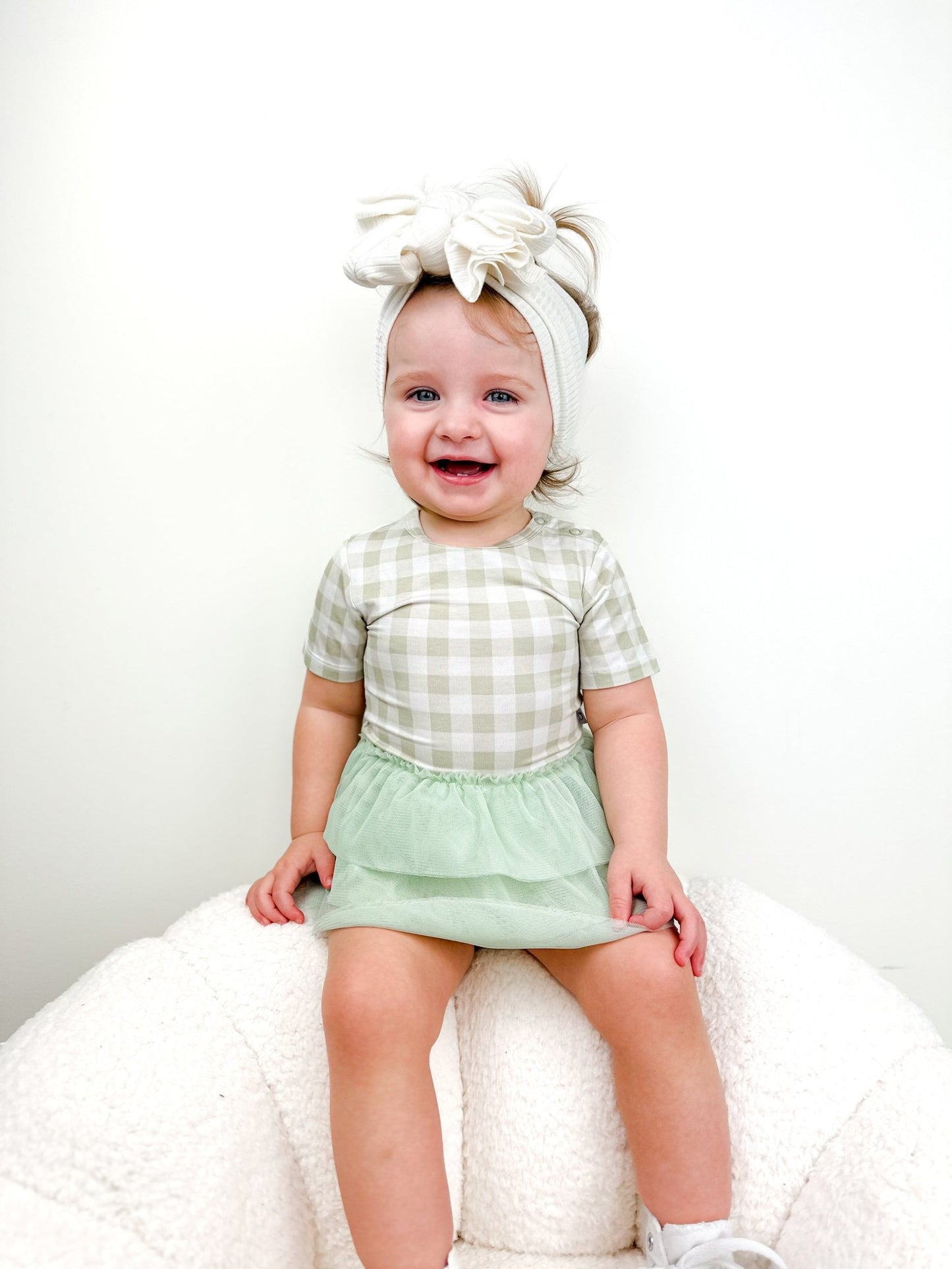 SAGE GINGHAM DREAM TUTU BODYSUIT DRESS - Mack & Harvie