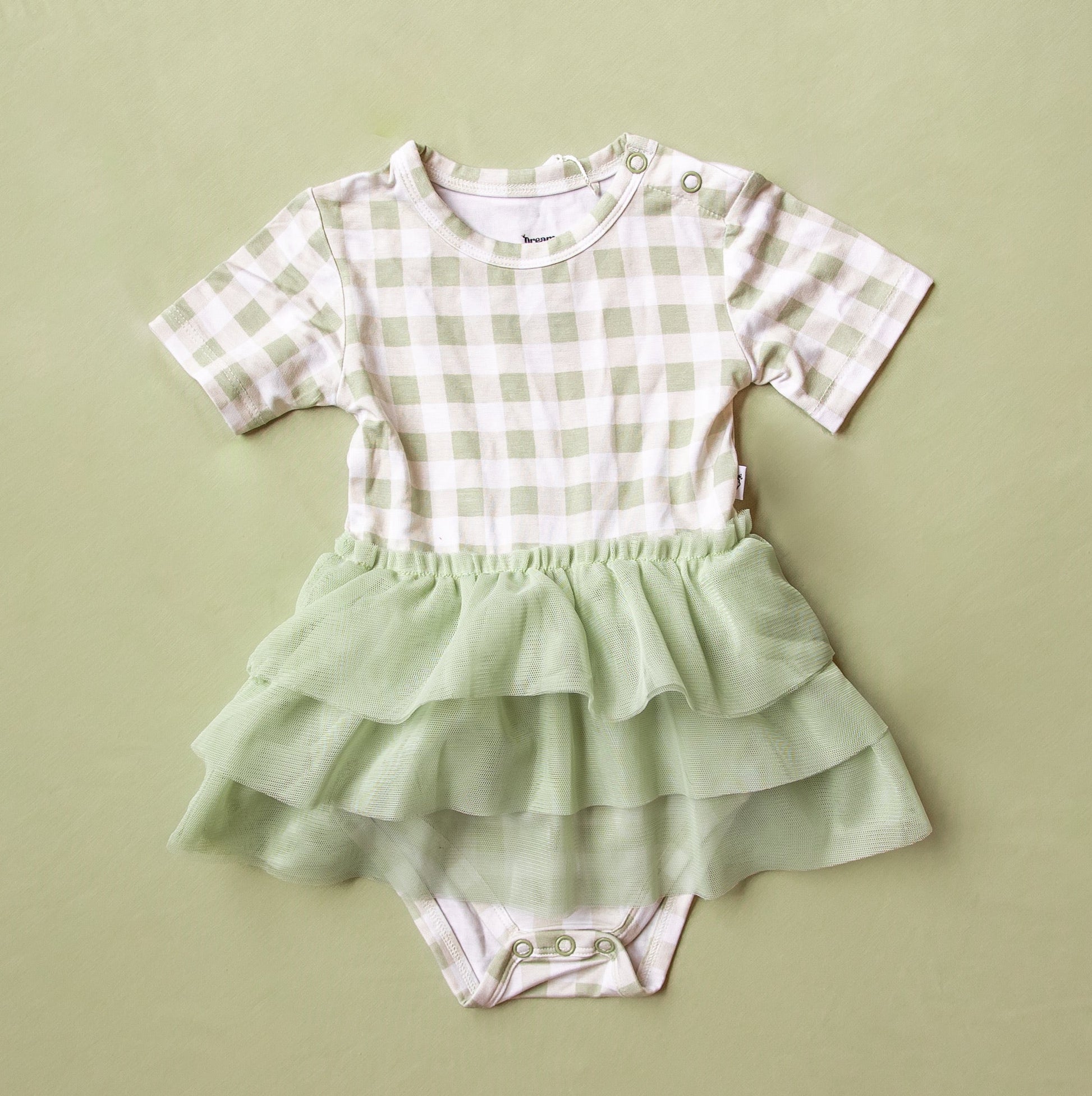 SAGE GINGHAM DREAM TUTU BODYSUIT DRESS - Mack & Harvie