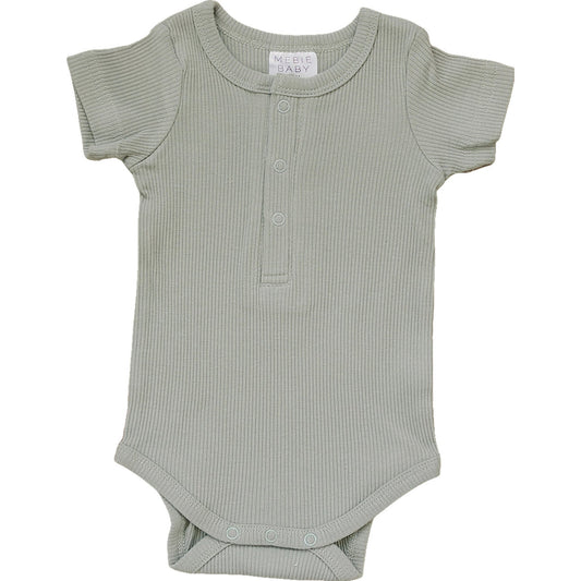 Sage Organic Cotton Ribbed Snap Bodysuit - Mack & Harvie