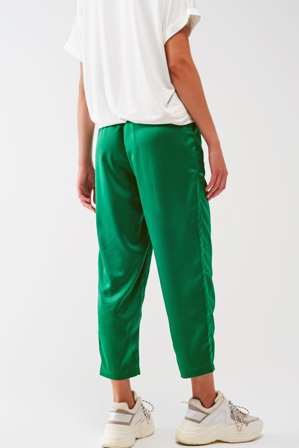 Satin Cropped Pants in Green - Mack & Harvie