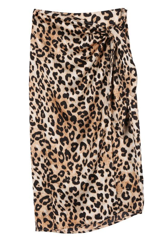 Satin leopard tie skirt - Mack & Harvie