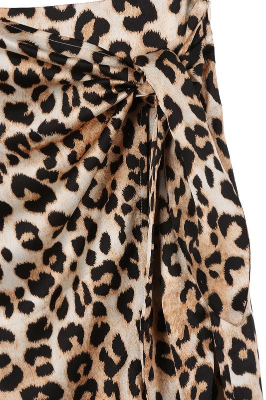 Satin leopard tie skirt - Mack & Harvie