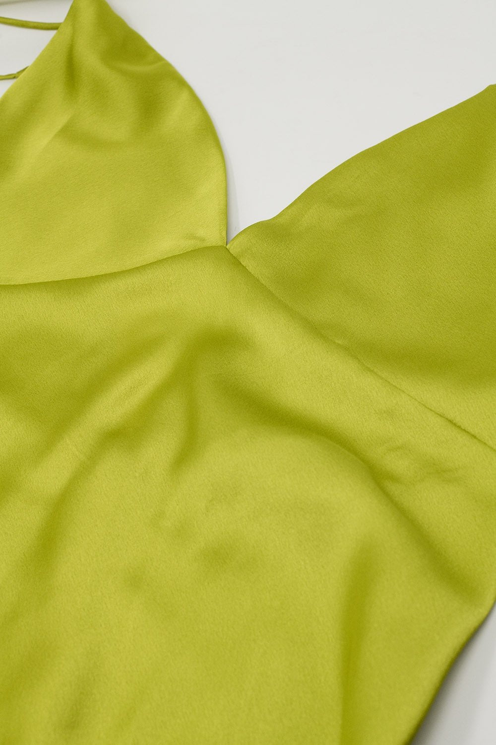 Satin Maxi Dress With Spaghetti Straps in Lime Green - Mack & Harvie