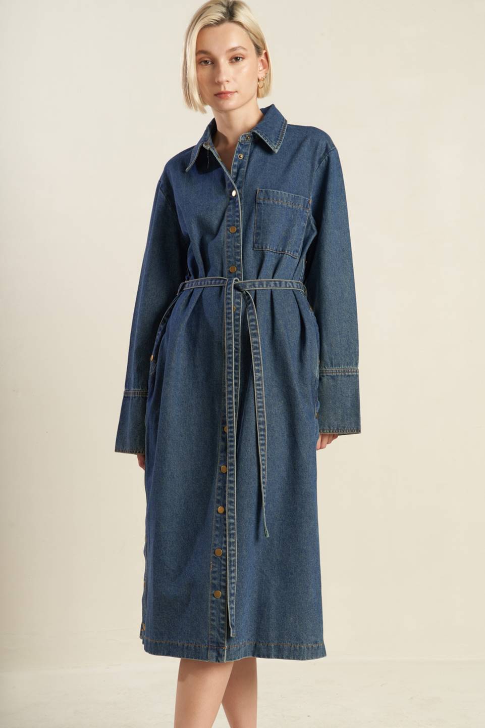 SEE THE END DENIM MIDI DRESS - Mack & Harvie