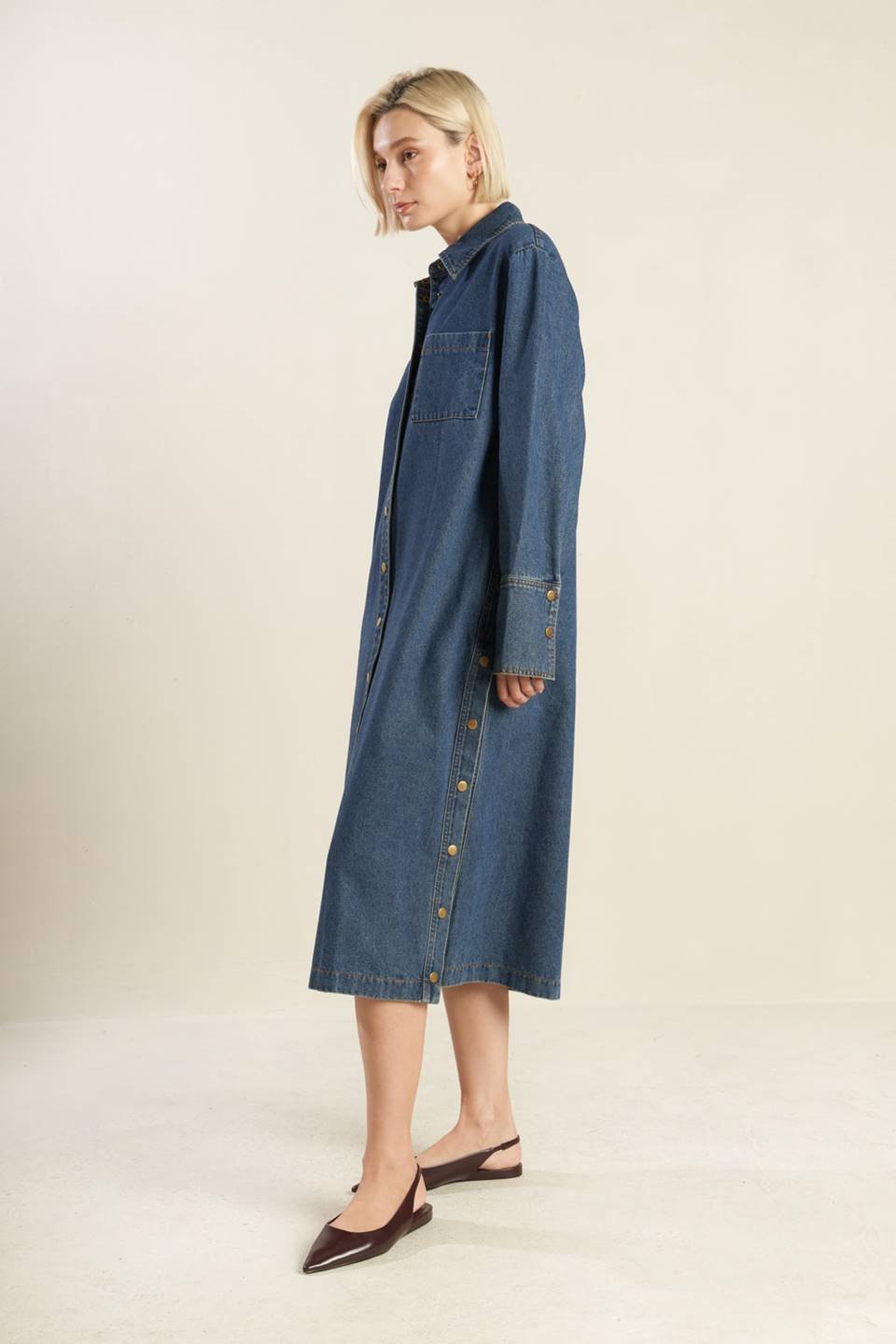 SEE THE END DENIM MIDI DRESS - Mack & Harvie