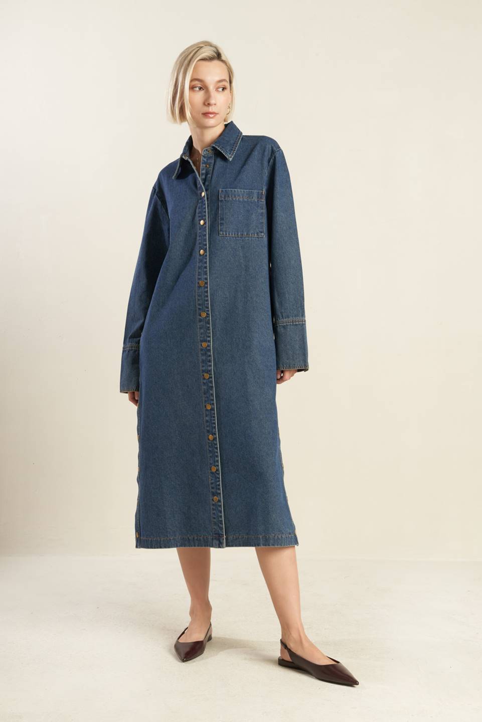 SEE THE END DENIM MIDI DRESS - Mack & Harvie