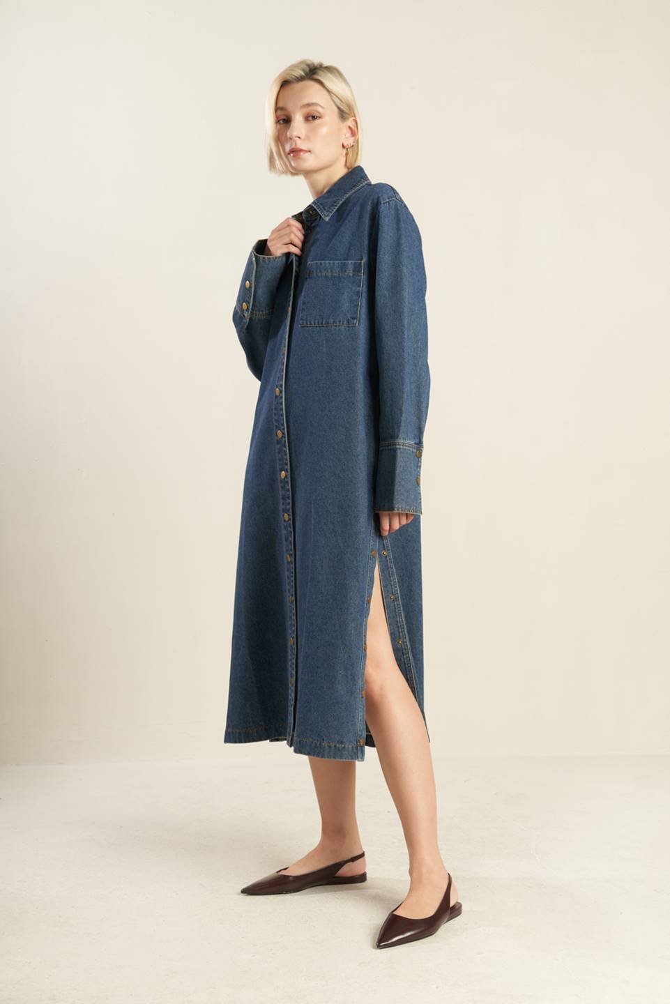 SEE THE END DENIM MIDI DRESS - Mack & Harvie