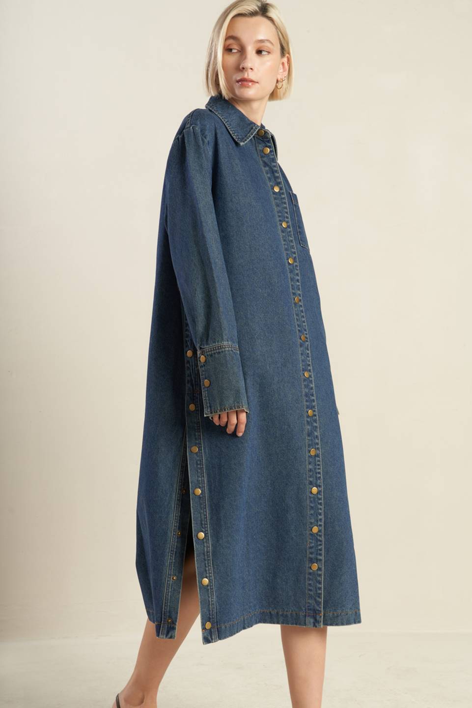 SEE THE END DENIM MIDI DRESS - Mack & Harvie