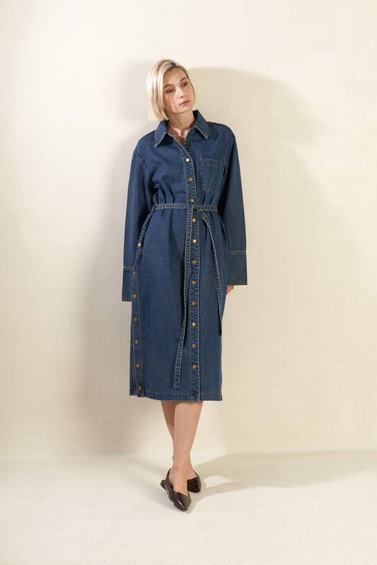 SEE THE END DENIM MIDI DRESS - Mack & Harvie