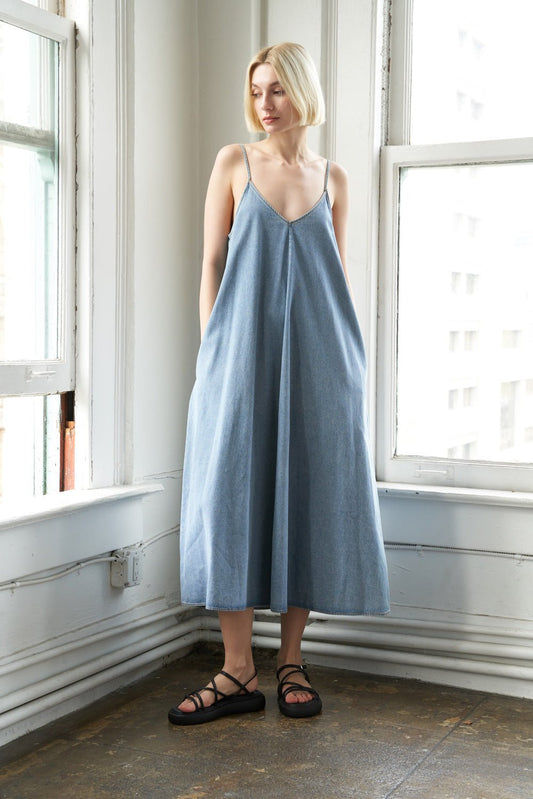 SERENE SYMPHONY DENIM MIDI DRESS - Mack & Harvie