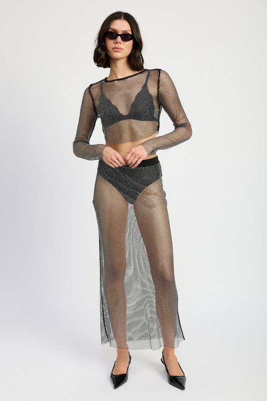 SHEER RHINESTONE MAXI SKIRT - Mack & Harvie