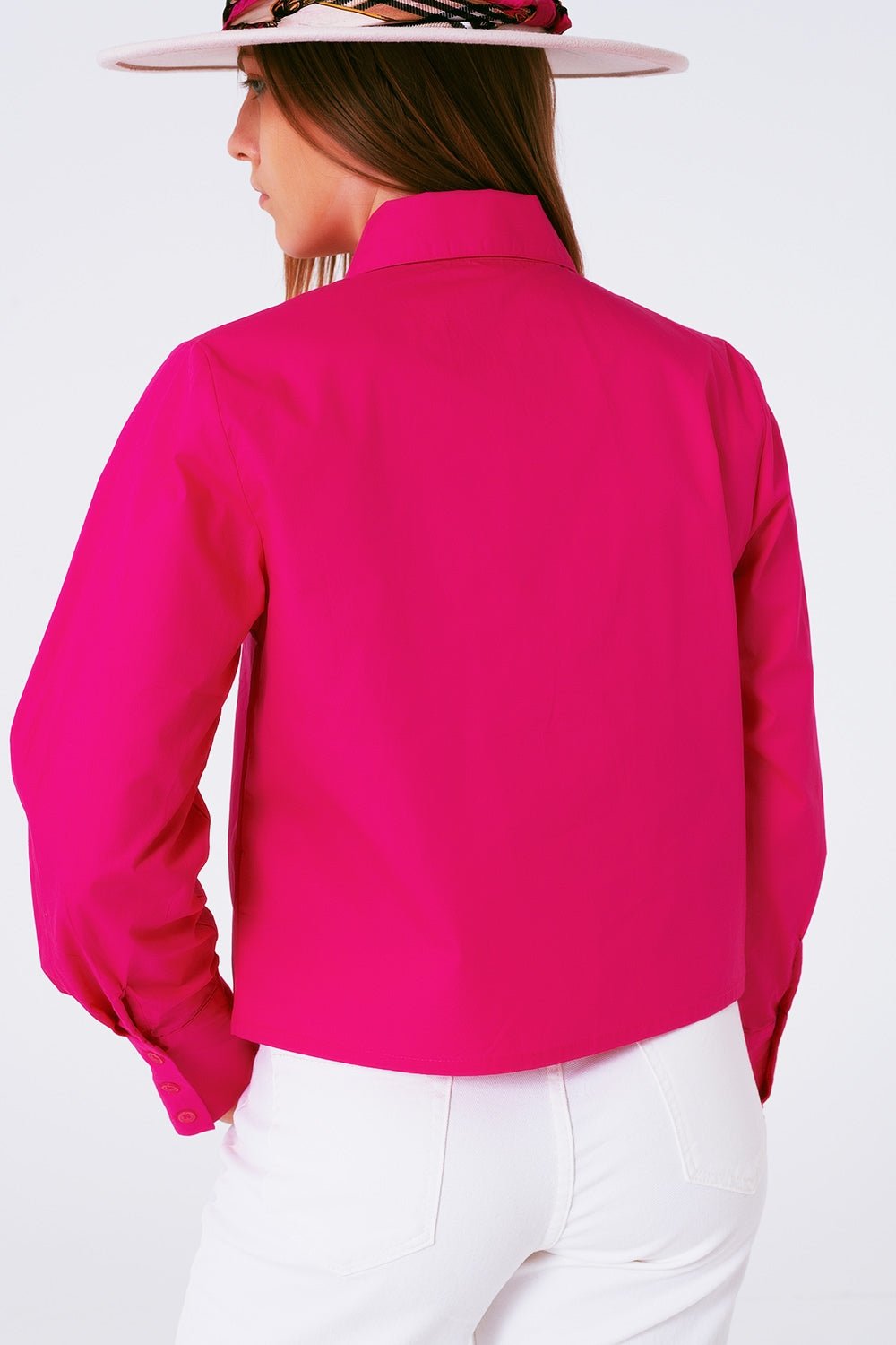 Shirt With Fringe Strass Collar in Fuxia - Mack & Harvie