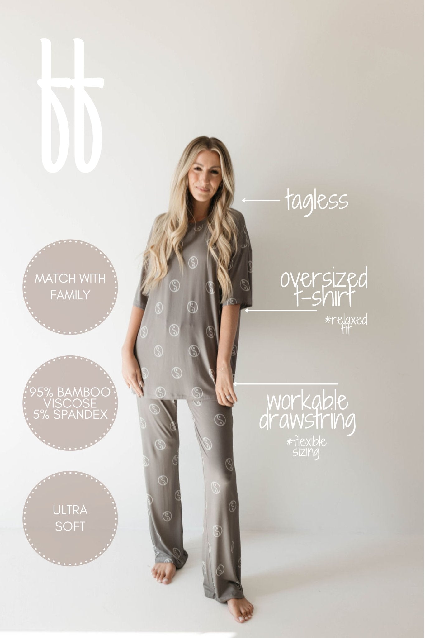 Short Sleeve Women's Bamboo Pajamas | Sage Yin Yang - Mack & Harvie