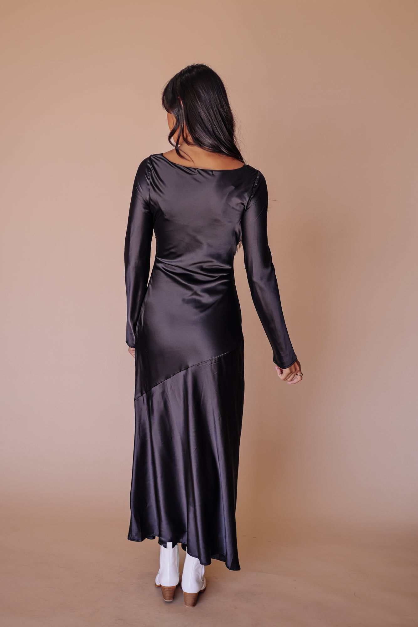 Siri Satin Long Sleeve Midi Dress - Mack & Harvie