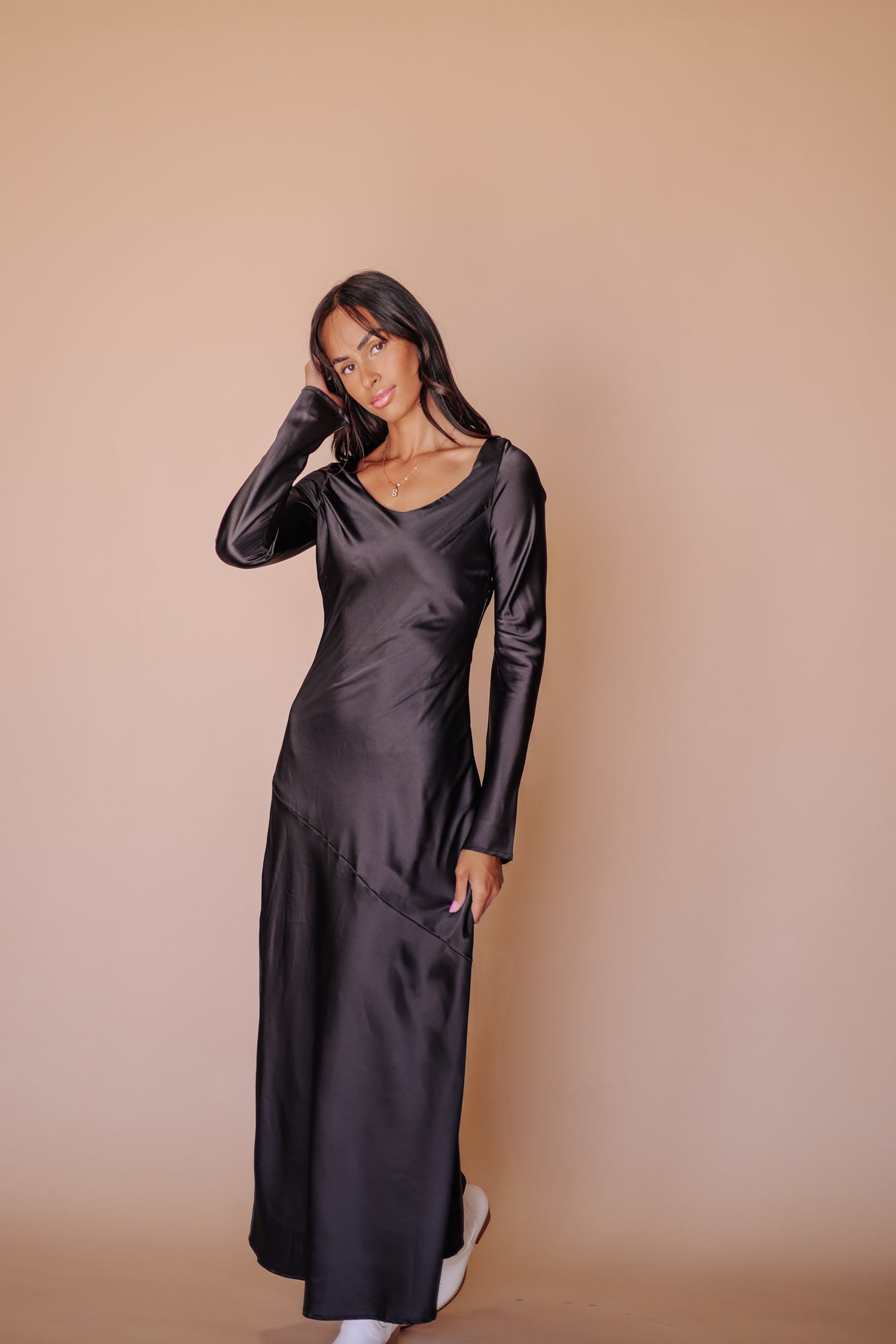 Siri Satin Long Sleeve Midi Dress - Mack & Harvie