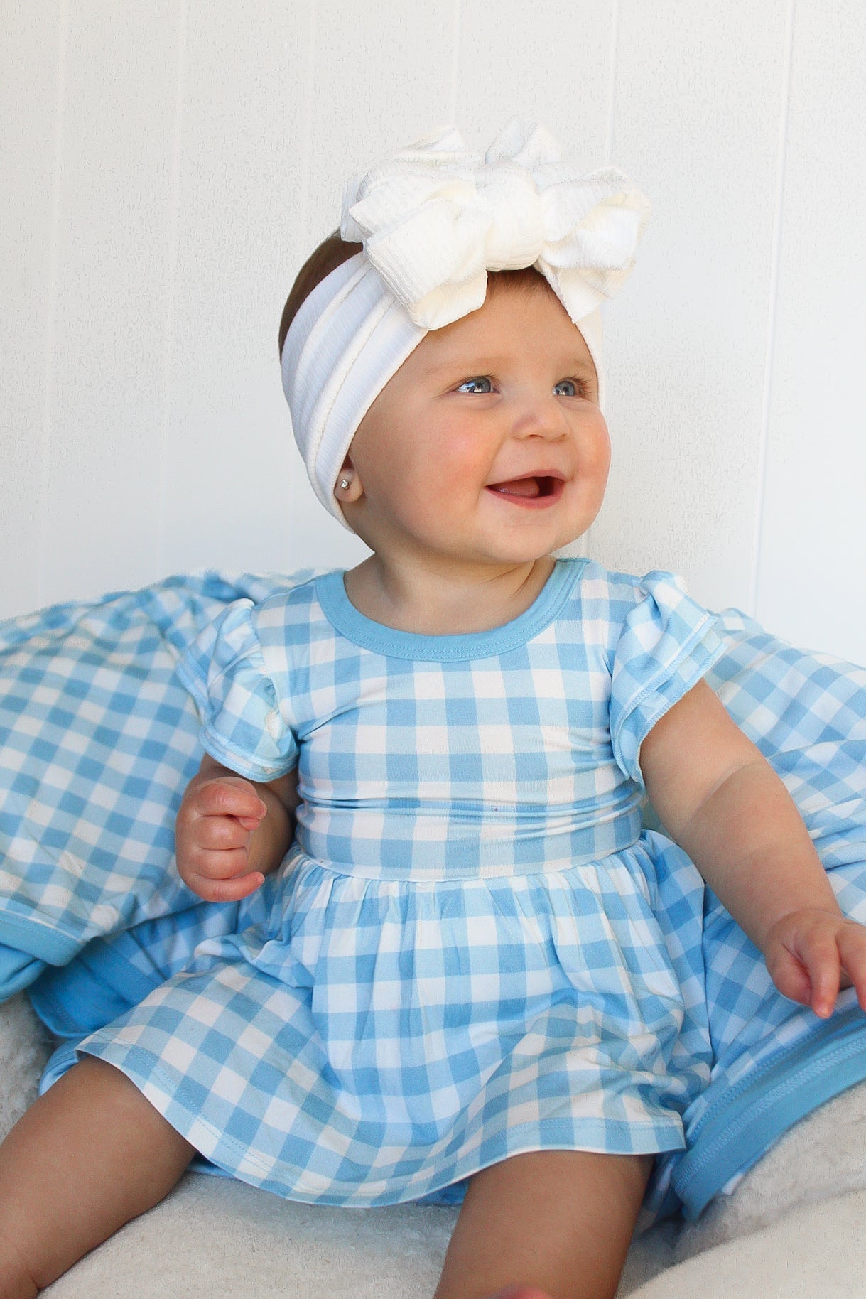 SKY BLUE GINGHAM DREAM BODYSUIT DRESS - Mack & Harvie