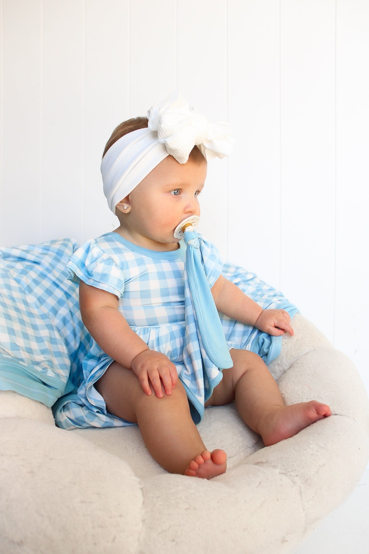 SKY BLUE GINGHAM DREAM BODYSUIT DRESS - Mack & Harvie