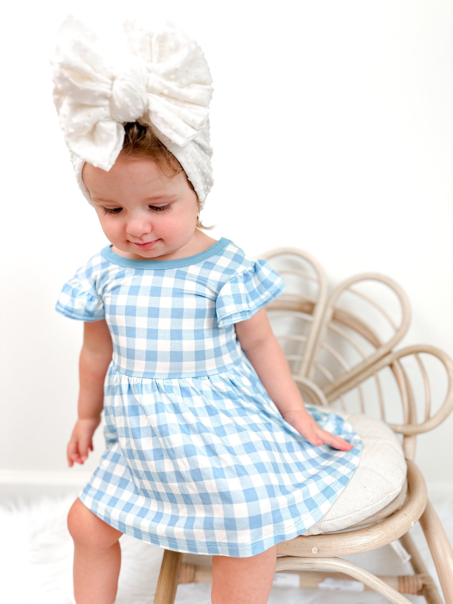 SKY BLUE GINGHAM DREAM BODYSUIT DRESS - Mack & Harvie