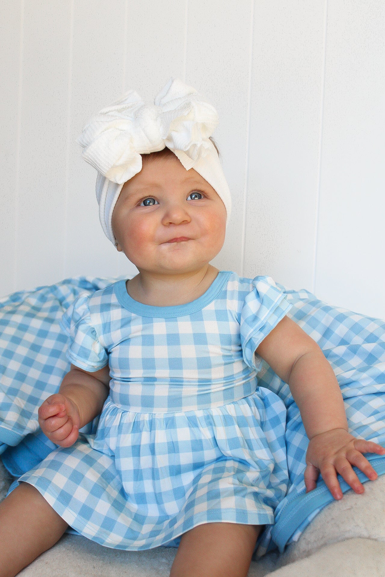 SKY BLUE GINGHAM DREAM BODYSUIT DRESS - Mack & Harvie