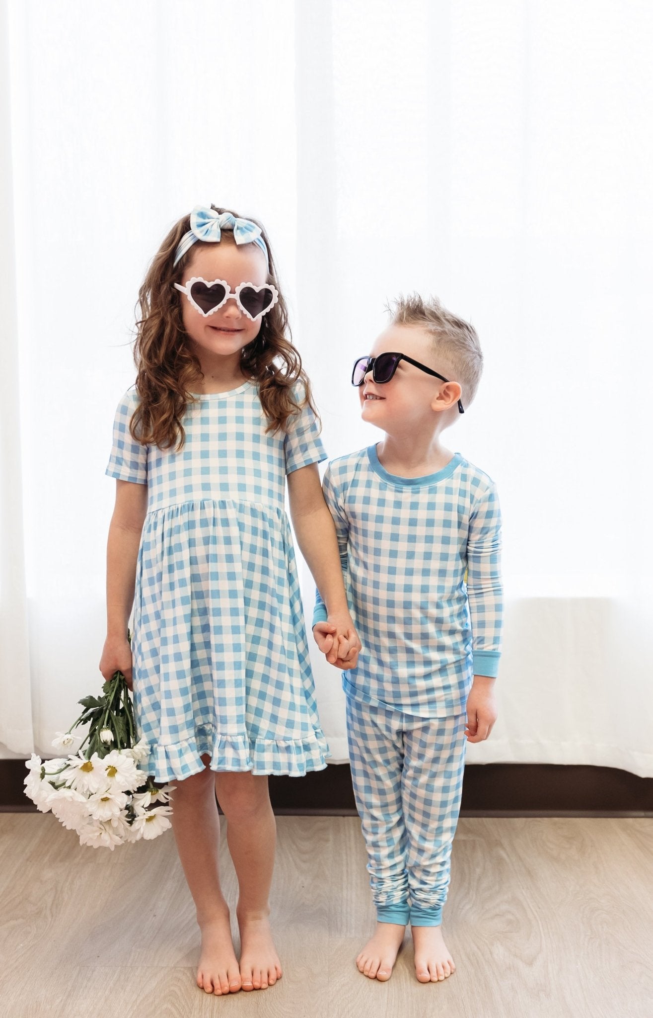 SKY BLUE GINGHAM DREAM RUFFLE DRESS - Mack & Harvie