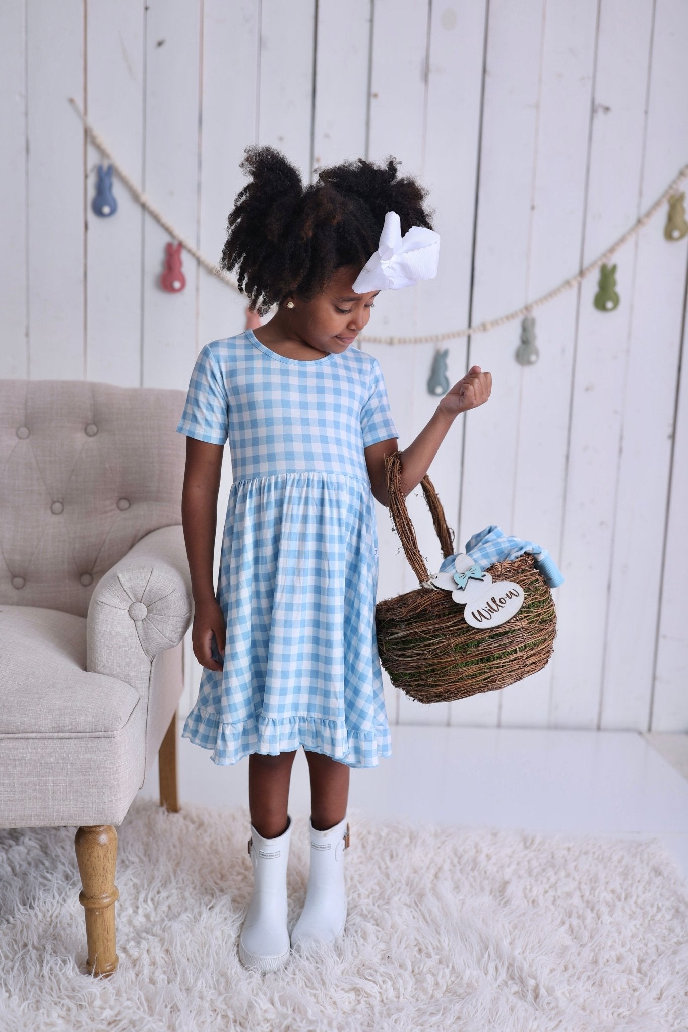 SKY BLUE GINGHAM DREAM RUFFLE DRESS - Mack & Harvie