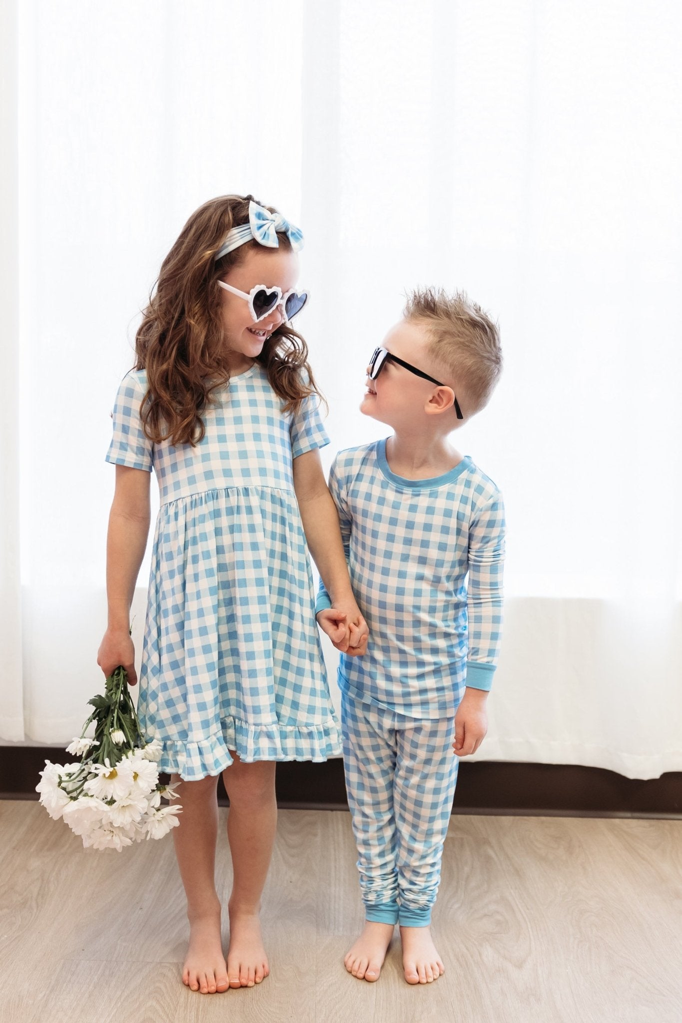 SKY BLUE GINGHAM DREAM RUFFLE DRESS - Mack & Harvie