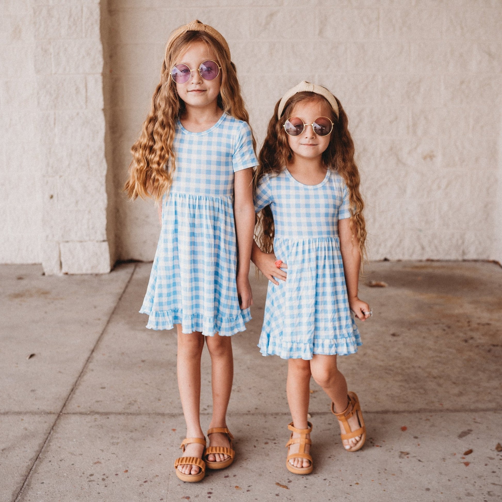 SKY BLUE GINGHAM DREAM RUFFLE DRESS - Mack & Harvie