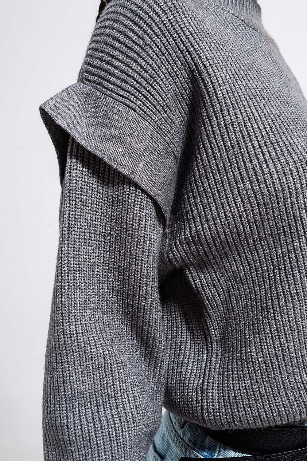 Sleeve Detail Jumper in Gray Color - Mack & Harvie