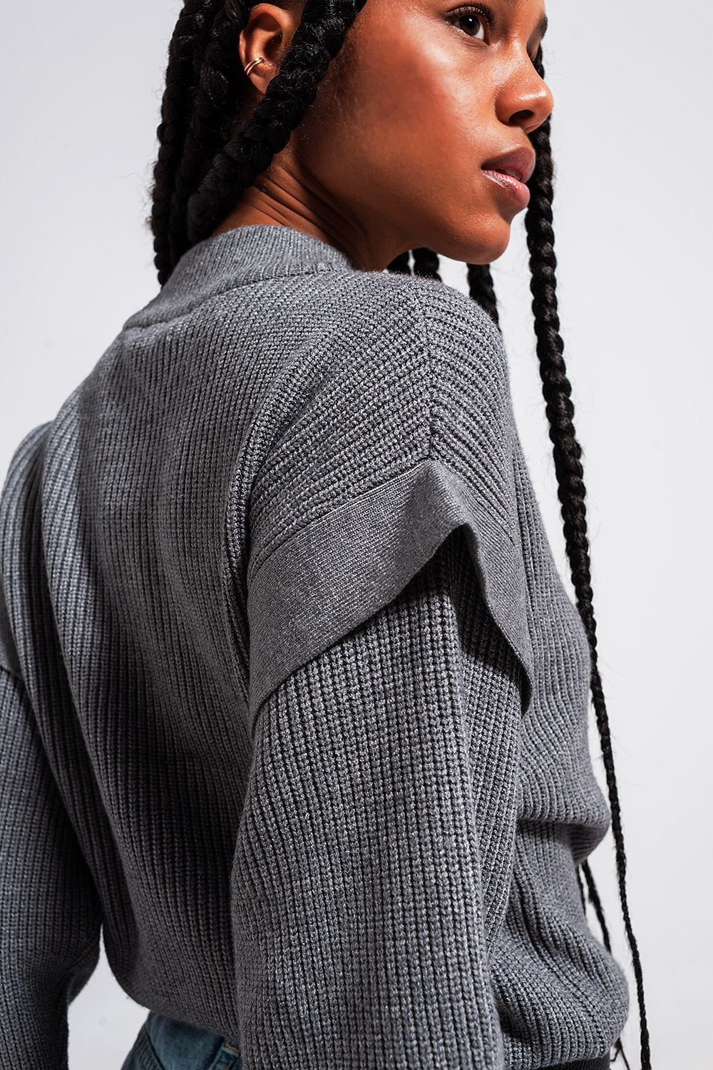 Sleeve Detail Jumper in Gray Color - Mack & Harvie