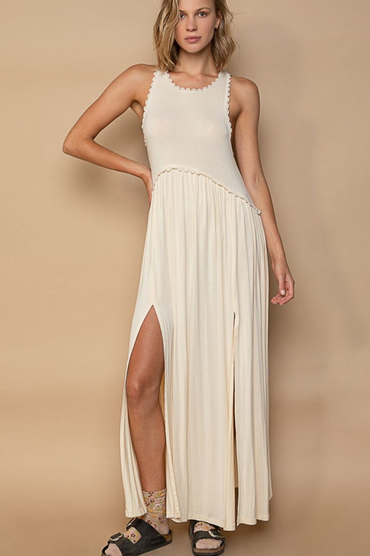 Sleeveless Back Zipper Front Slit Maxi Dress - Mack & Harvie