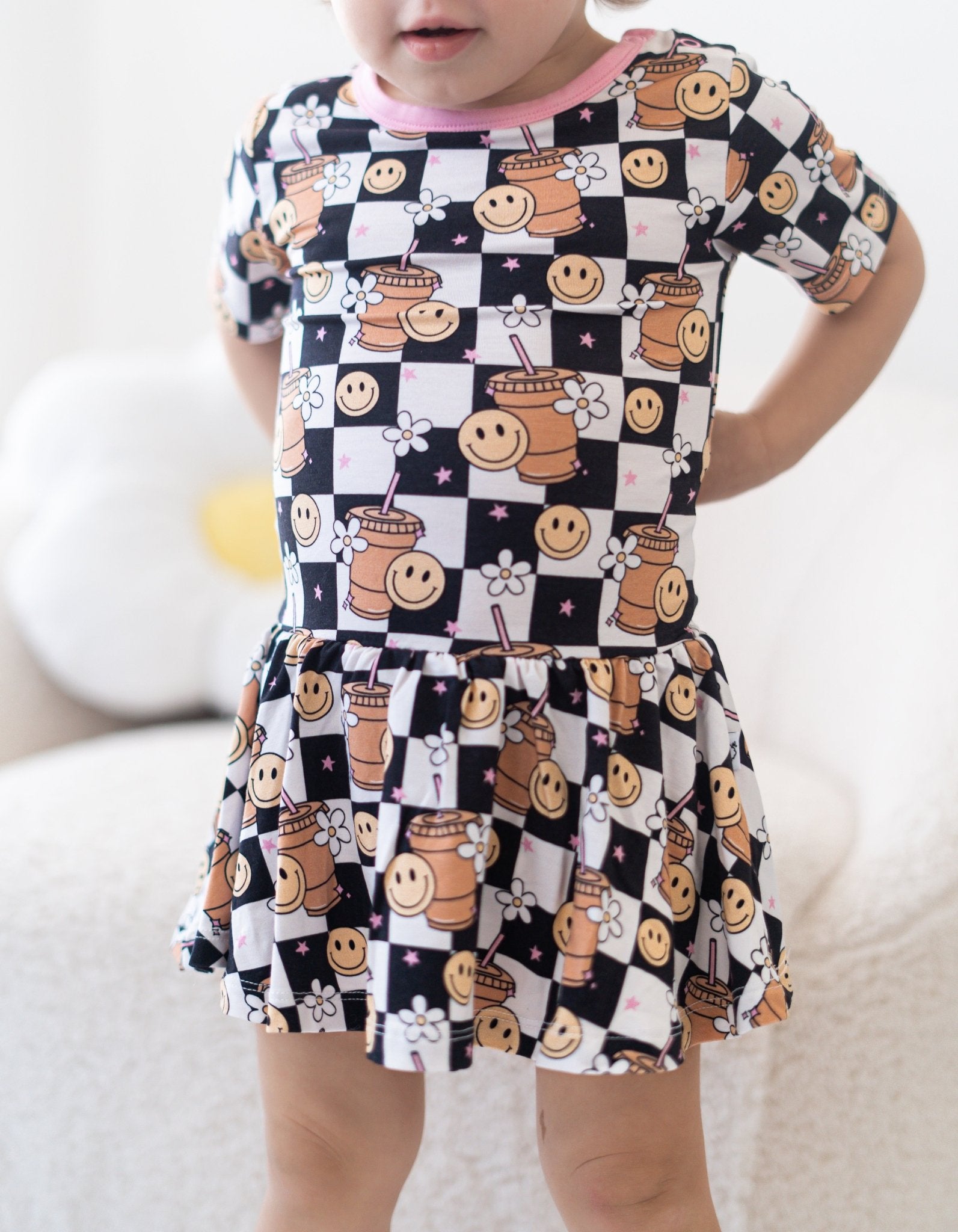 SMILEY CUP OF CHECKERS DREAM BODYSUIT DRESS - Mack & Harvie