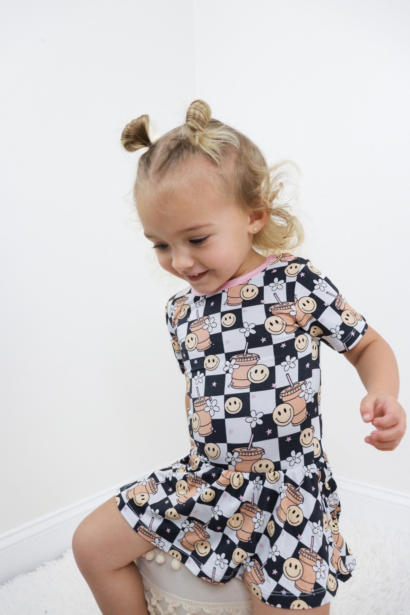 SMILEY CUP OF CHECKERS DREAM BODYSUIT DRESS - Mack & Harvie