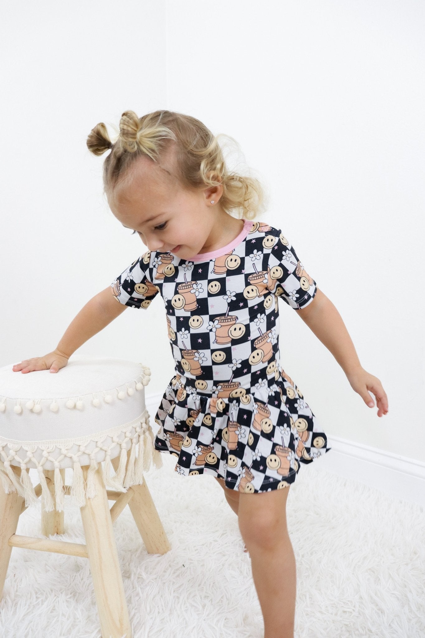 SMILEY CUP OF CHECKERS DREAM BODYSUIT DRESS - Mack & Harvie