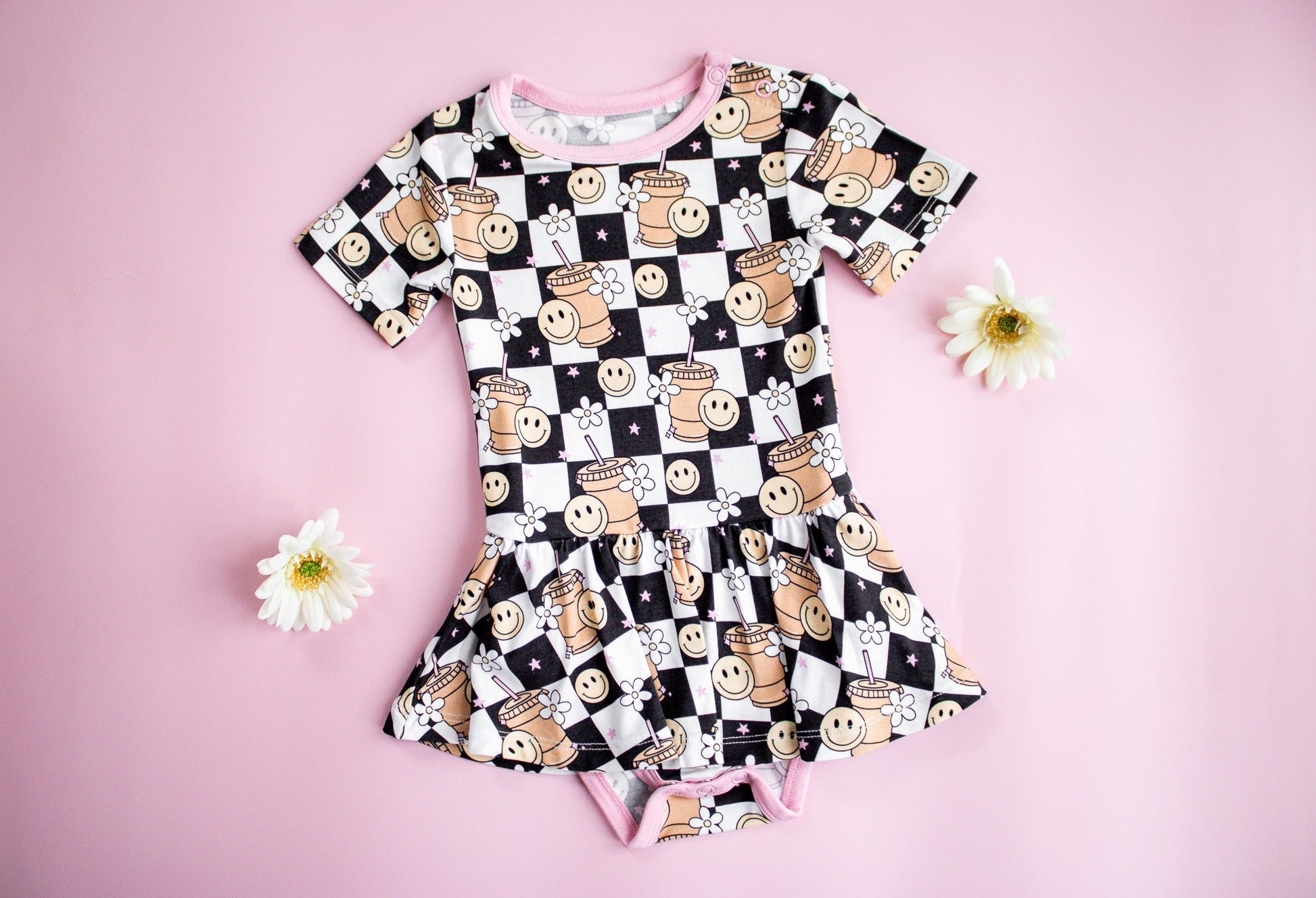 SMILEY CUP OF CHECKERS DREAM BODYSUIT DRESS - Mack & Harvie