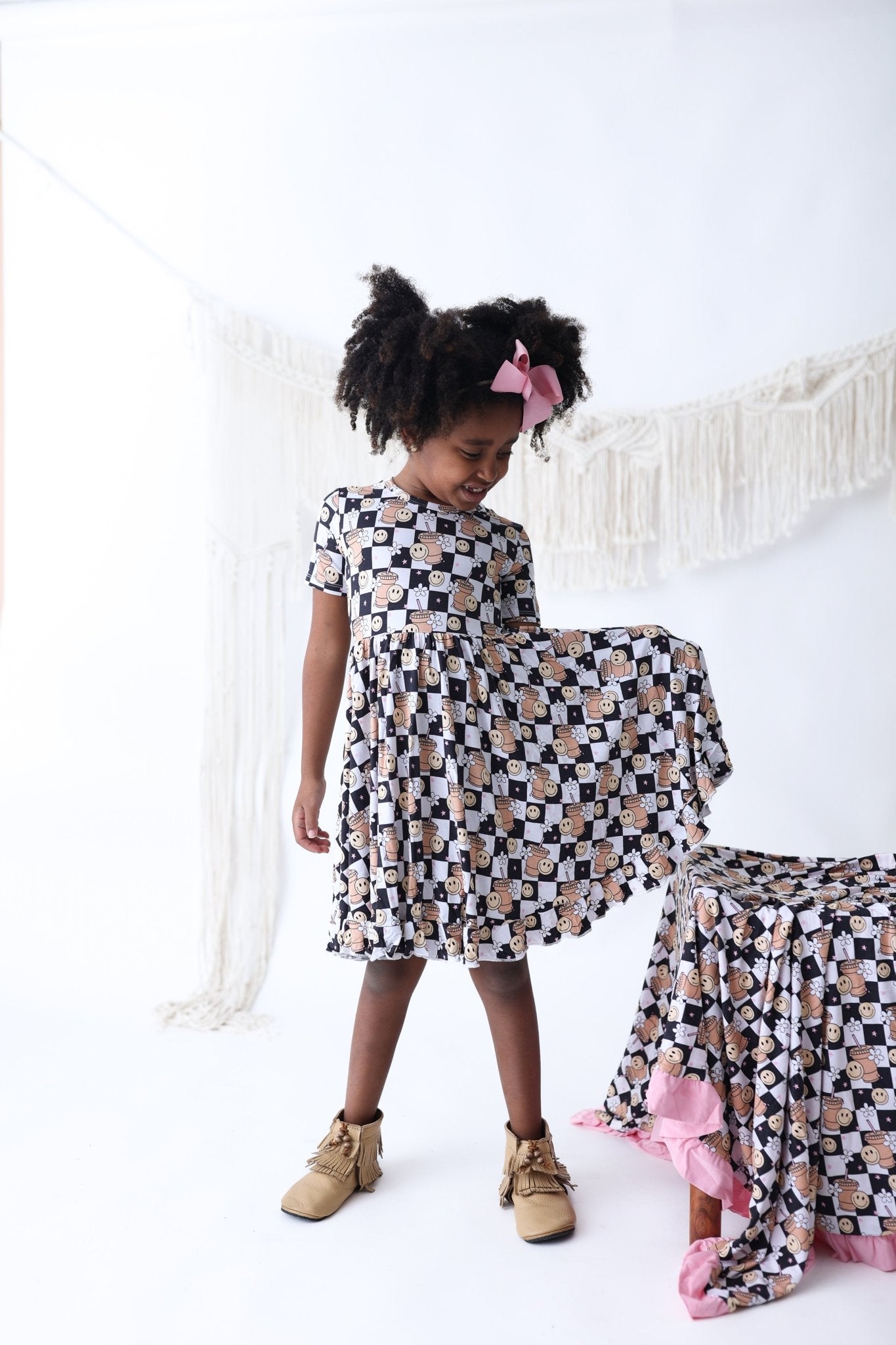 SMILEY CUP OF CHECKERS DREAM RUFFLE DRESS - Mack & Harvie