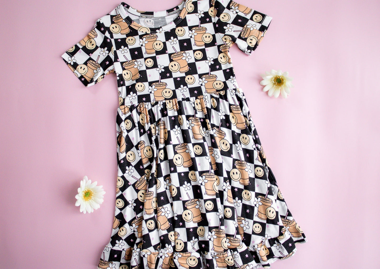 SMILEY CUP OF CHECKERS DREAM RUFFLE DRESS - Mack & Harvie