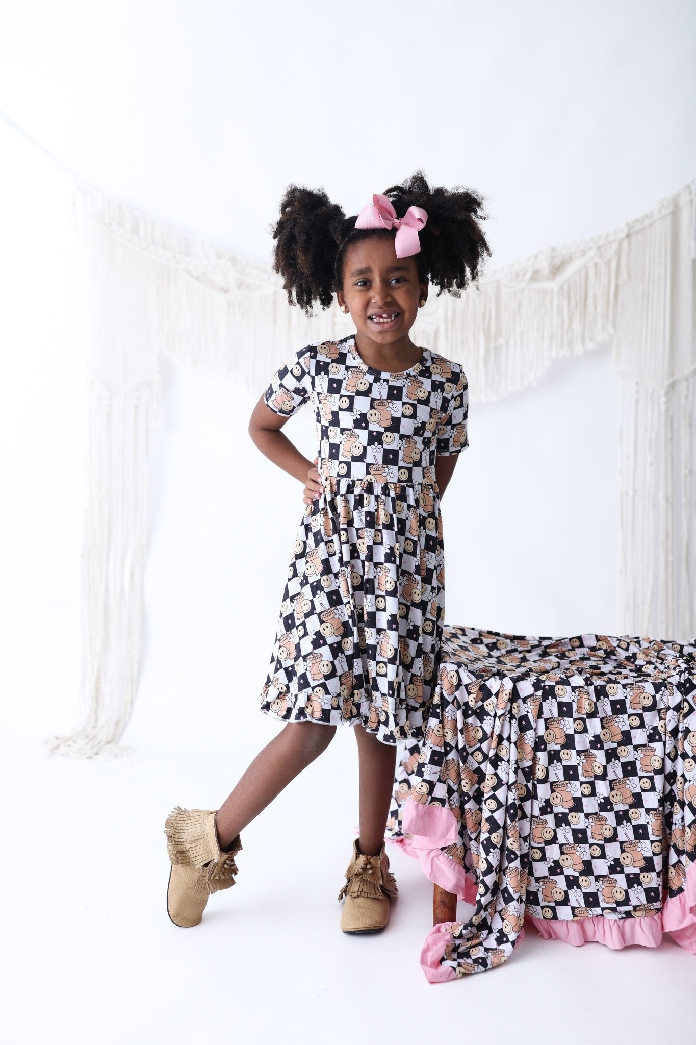 SMILEY CUP OF CHECKERS DREAM RUFFLE DRESS - Mack & Harvie