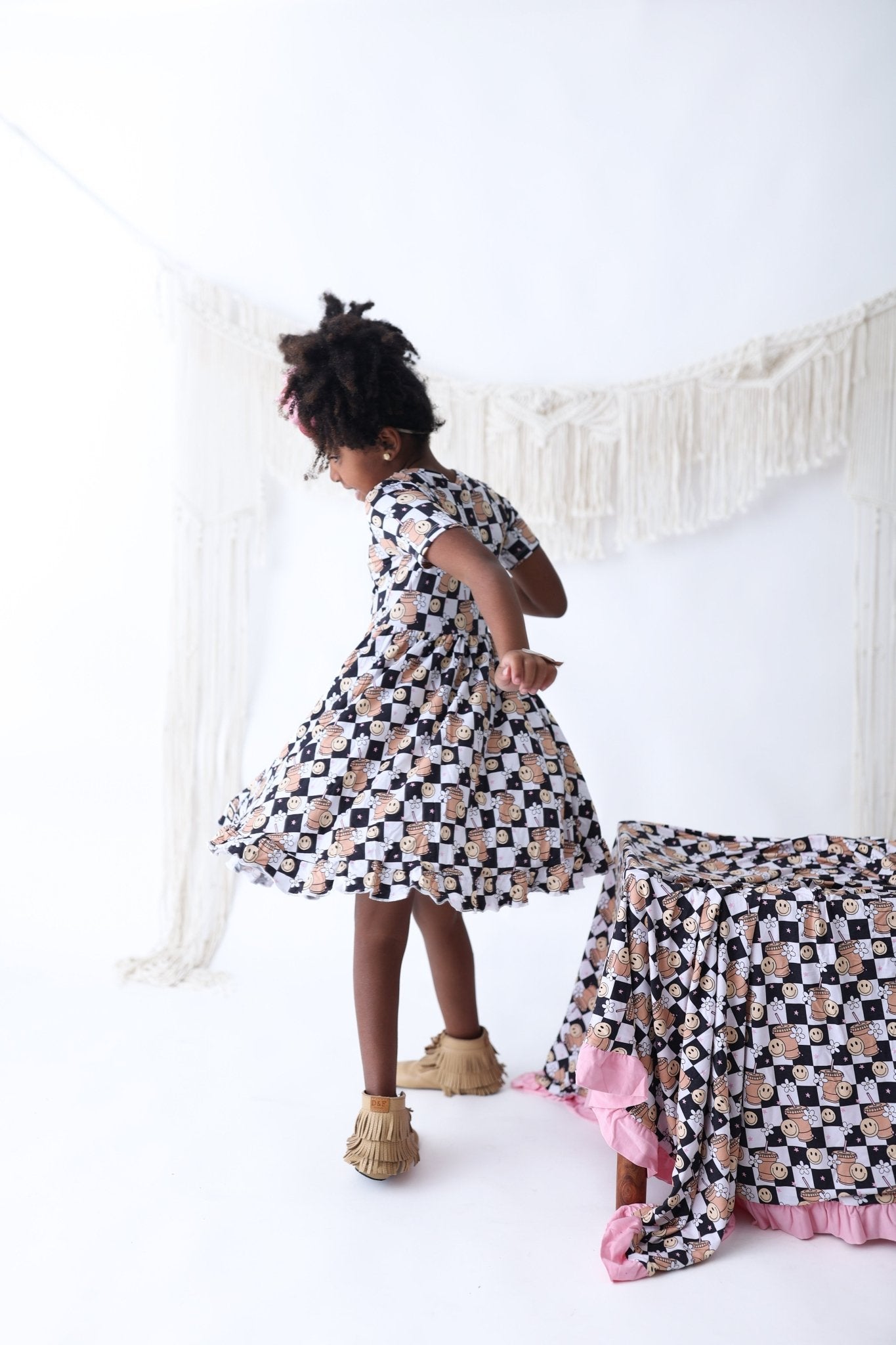 SMILEY CUP OF CHECKERS DREAM RUFFLE DRESS - Mack & Harvie