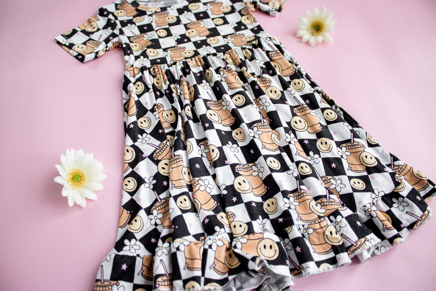 SMILEY CUP OF CHECKERS DREAM RUFFLE DRESS - Mack & Harvie