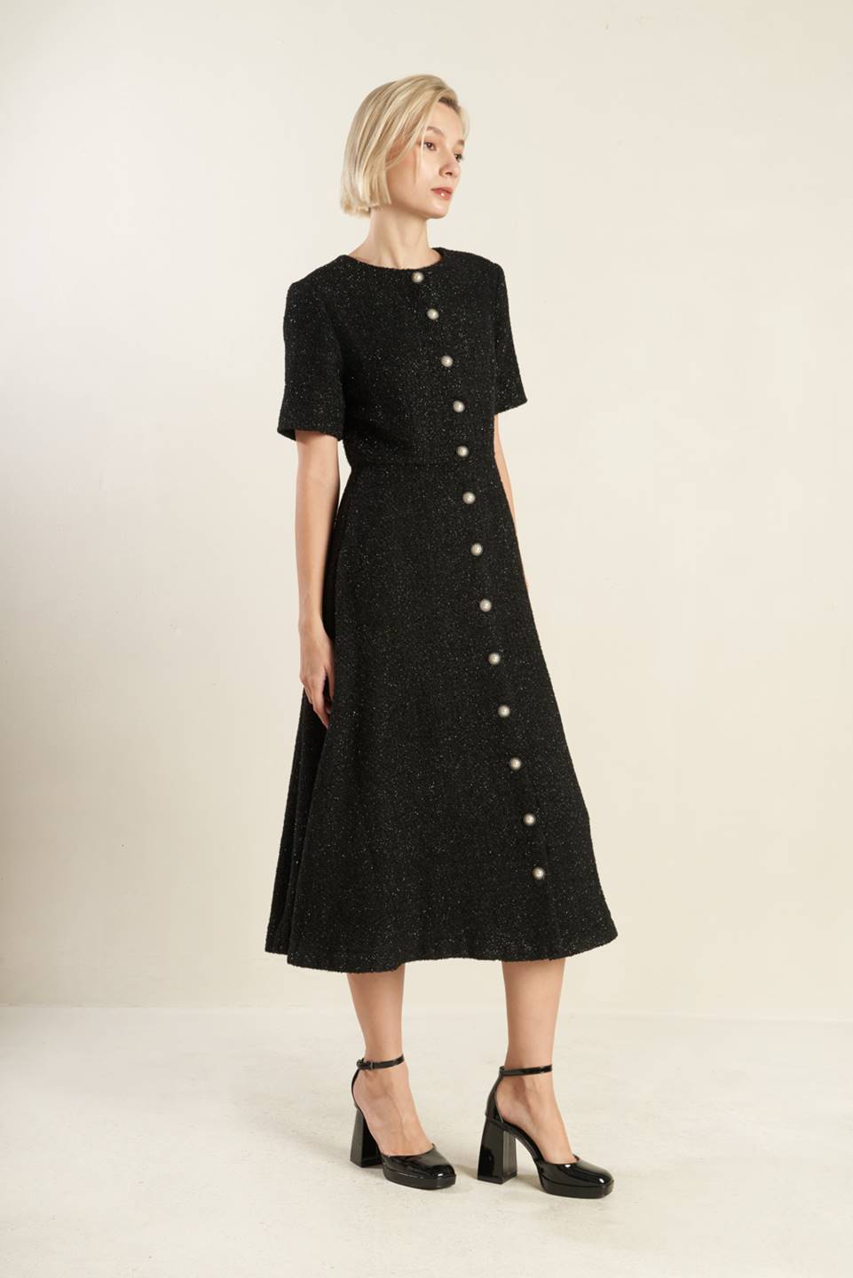 SOMETHING MORE WOVEN TWEED MIDI DRESS - Mack & Harvie