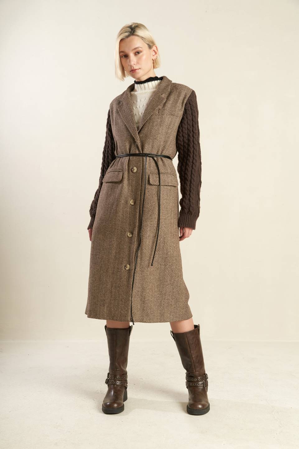 SPLASH OF JOY TWEED SWEATER COMBINATION COAT - Mack & Harvie